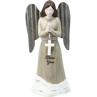 Bless You 4.5" Angel Holding Cross Ornament