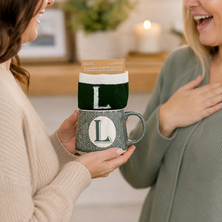L 12 oz Mug and Sock Set