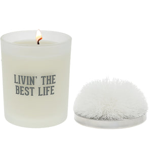 Best Life - White 5.5 oz - 100% Soy Wax Candle with Pom Pom Lid
Scent: Tranquility