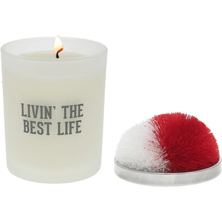 Best Life - Red & White 5.5 oz - 100% Soy Wax Candle with Pom Pom Lid
Scent: Tranquility