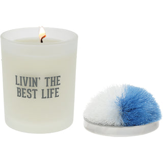 Best Life - Light Blue & White 5.5 oz - 100% Soy Wax Candle with Pom Pom Lid
Scent: Tranquility