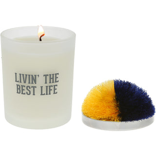 Best Life - Blue & Yellow 5.5 oz - 100% Soy Wax Candle with Pom Pom Lid
Scent: Tranquility