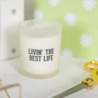 Best Life Purple & Yellow - 5.5 oz - 100% Soy Wax Candle with Pom Pom Lid Scent: Tranquility