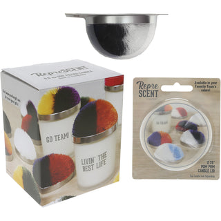 Victory Navy & White - 5.5 oz - 100% Soy Wax Candle with Pom Pom Lid Scent: Tranquility