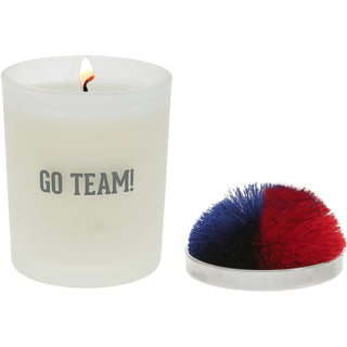 Go Team! Red & Blue - 5.5 oz - 100% Soy Wax Candle with Pom Pom Lid Scent: Tranquility