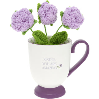 Sister 13 oz Cup with Crocheted Flowers