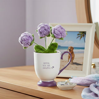 Sister 13 oz Cup with Crocheted Flowers