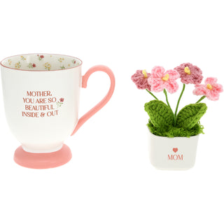 Mother 13 oz Cup with Crocheted Flowers