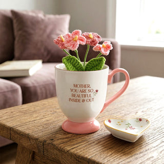 Mother 13 oz Cup with Crocheted Flowers