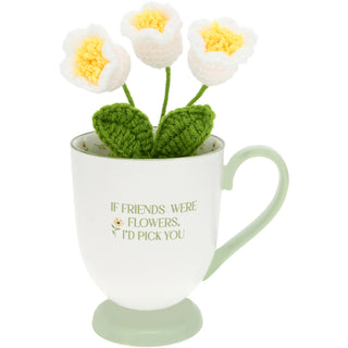 Friends & Flowers 13 oz Cup with Crocheted Flowers