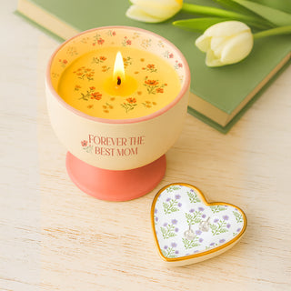 Beautiful Mom 2.5" Trinket Dish & 5mm Cubic Zirconia Stud Earring Set