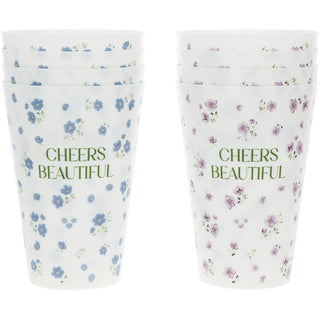 Cheers Beautiful 16 oz Reusable Plastic Cups (Set of 8)