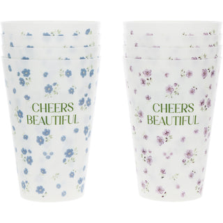 Cheers Beautiful 16 oz Reusable Plastic Cups (Set of 8)