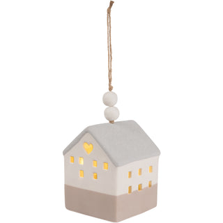 Home 4.25" LED Lit Hanging Porcelain House