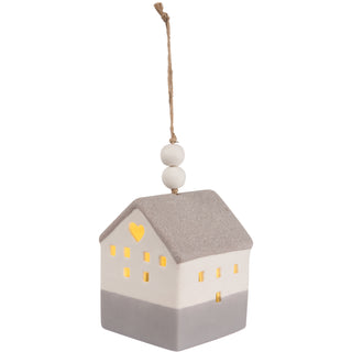 Love 4.25" LED Lit Hanging Porcelain House