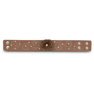 Studded Flower 8.75" Leather Bracelet