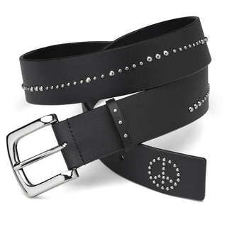 Peace Belt " Black Leather & Stud