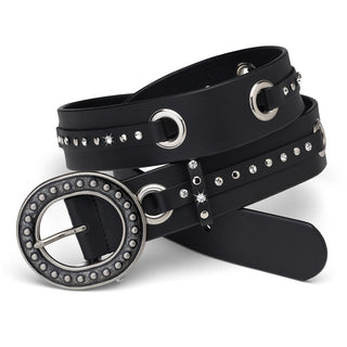 Grommet Belt 43" Leather Gem & Stud