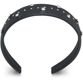 Dazzle Headband 1" Dk Brwn Leather Stud/Gem