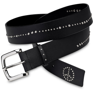 Peace Belt " Black Leather & Stud