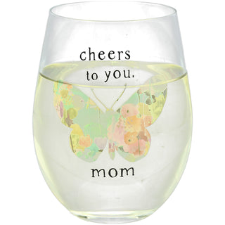 Mom 18 oz Stemless Wine Glass