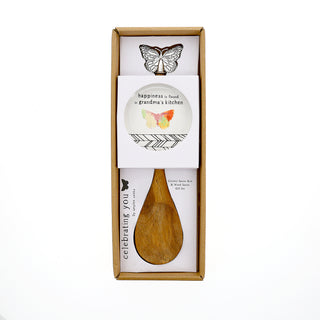 Grandma 4" Spoon Rest with Decorative Bamboo Spoon