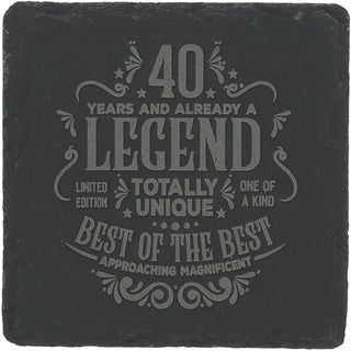 40 Years 4" Slate Coaster