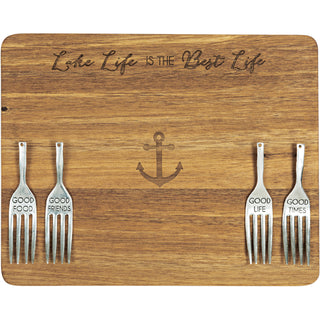 Lake Life 9" Acacia Cheese/Bread Board Set