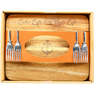 Lake Life 9" Acacia Cheese/Bread Board Set