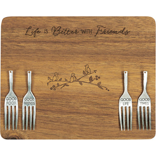 Friends 9" Acacia Cheese/Bread Board Set