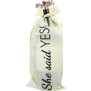 She Said Yes 13.5" Wine Gift Bag Set