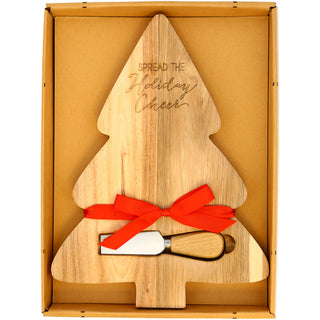 Holiday Cheer 13" Acacia Cheese/Bread Board Set