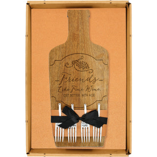 Wine Friends 5.25" Acacia Cheese/Bread Board Set