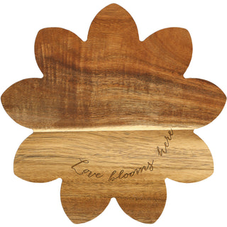 Floral Love 10" Acacia Cheese/Bread Board Set