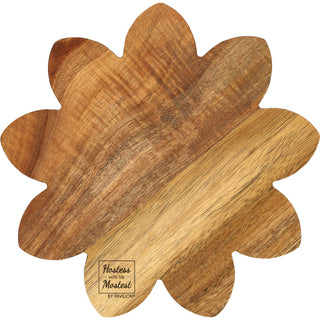 Floral Love 10" Acacia Cheese/Bread Board Set