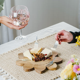 Floral Love 10" Acacia Cheese/Bread Board Set