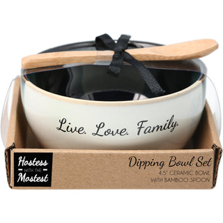 Family 4.5" Ceramic Bowl with Bamboo Spoon