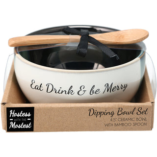 Eat & Drink 4.5" Ceramic Bowl with Bamboo Spoon