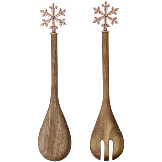 Snowflake 13" Acacia 2 Piece Utensil Set