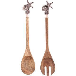 Seashells 13" Acacia 2 Piece Utensil Set