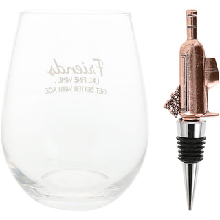 Friends Bottle Stopper and 20 oz Stemless Gift Set