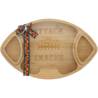 Attack the Snacks Bamboo Serving Board with Dip Bowls