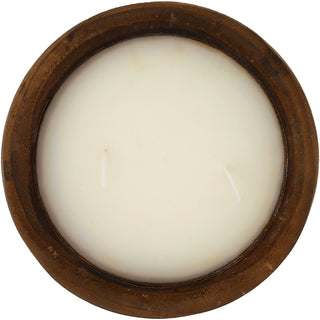 Happy Place 8.5 oz - 100% Soy Wax Decorative Wooden Dough Bowl Candle Scent: White Jasmine