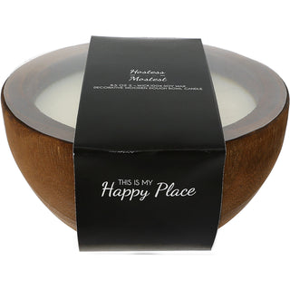 Happy Place 8.5 oz - 100% Soy Wax Decorative Wooden Dough Bowl Candle Scent: White Jasmine