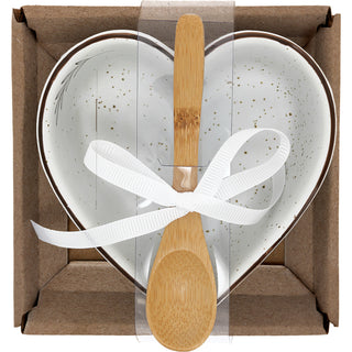 Share 4.5" Ceramic Heart Bowl with Bamboo Spoon