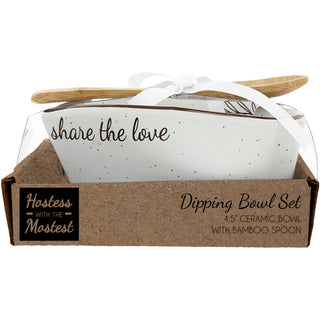 Share 4.5" Ceramic Heart Bowl with Bamboo Spoon