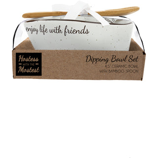 Enjoy 4.5" Ceramic Heart Bowl with Bamboo Spoon