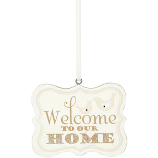 Welcome to our Home 2.75" x 2.25" Hanging Plaque