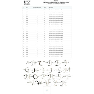 H2Z Spring 2022 Monogram Ring Assortment 69 pcs, 23 styles/3 each