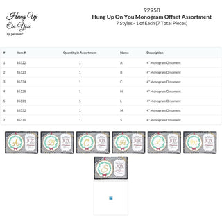 Hung Up On You Monogram Offset Assortment 7 pcs, 7 styles/1 each